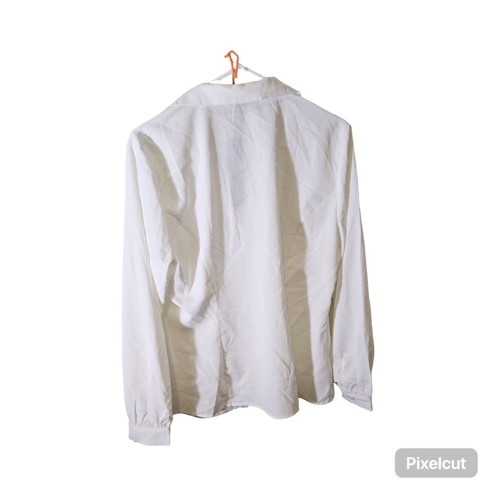 NWOT Size Large Allegra K Classic White Button Up Blouse with long sleeves - Picture 3 of 7